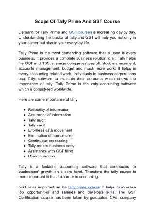 scope of tally prime and gst course