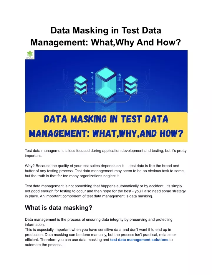 data masking in test data management what