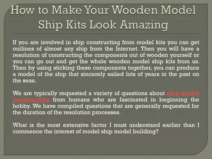 how to make your wooden model ship kits look amazing