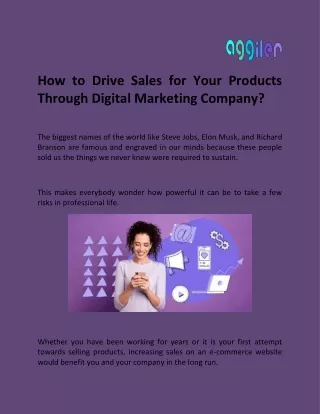 How to Drive Sales for Your Products Through Digital Marketing Company