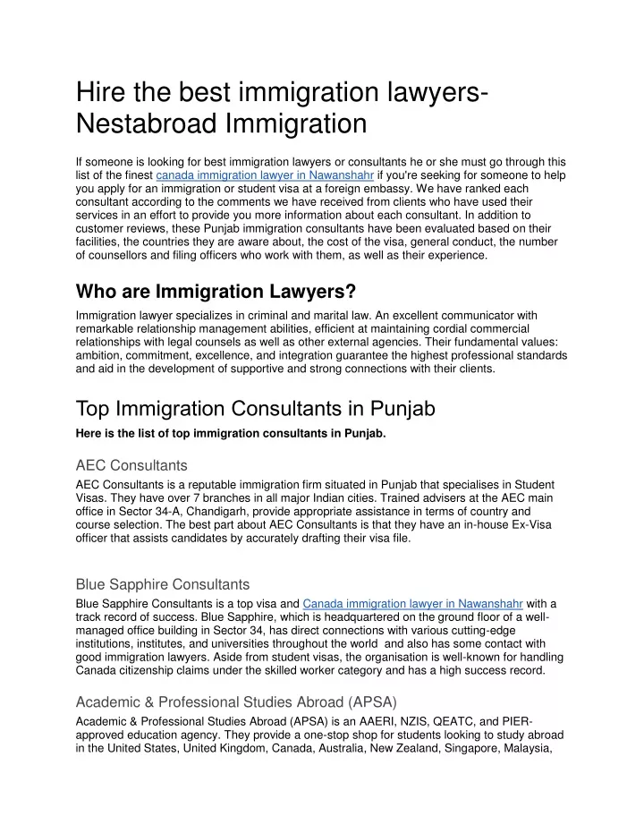 hire the best immigration lawyers nestabroad