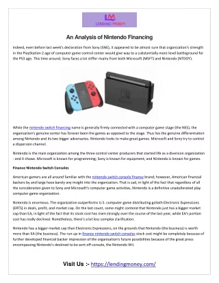 An Analysis of Nintendo Financing
