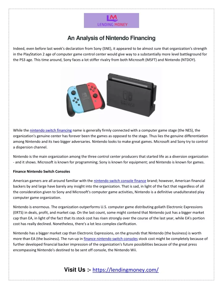 an analysis of nintendo financing