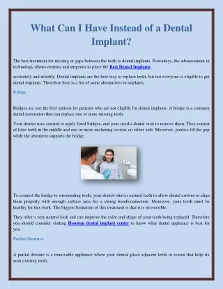 What Can I Have Instead of a Dental Implant?