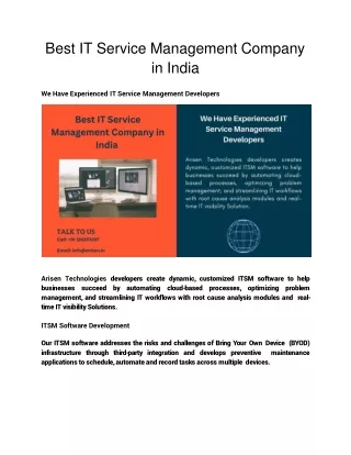 best it service management company in india