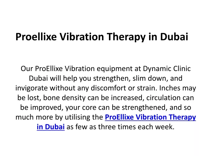 proellixe vibration therapy in dubai