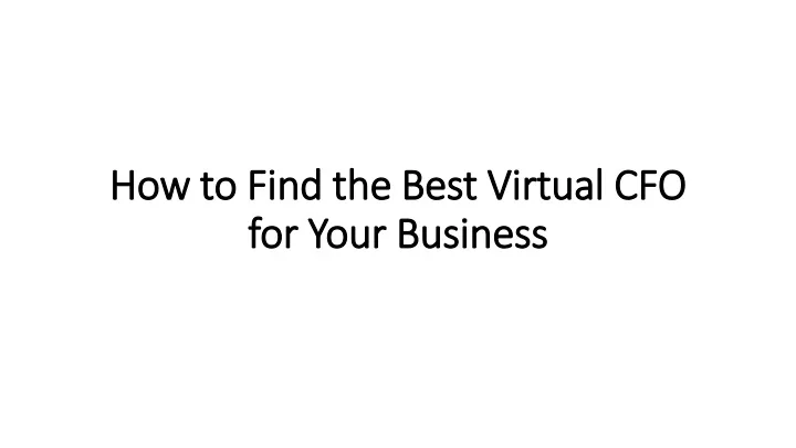 how to find the best virtual cfo how to find