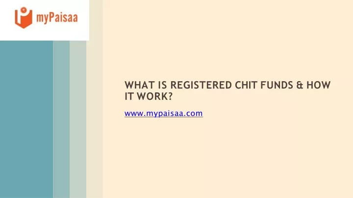 what is registered chit funds how