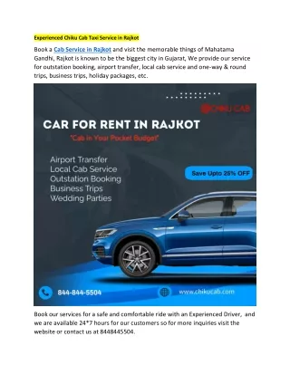 experienced chiku cab taxi service in rajkot