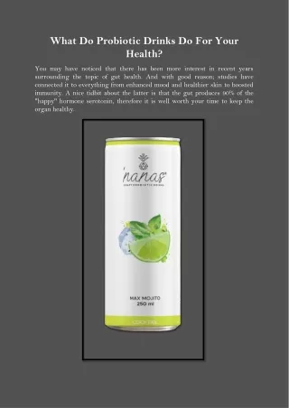 what do probiotic drinks do for your health
