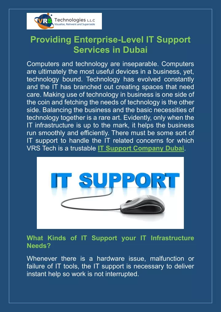 providing enterprise level it support services