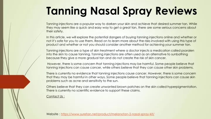 tanning nasal spray reviews