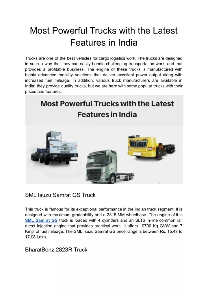 most powerful trucks with the latest features