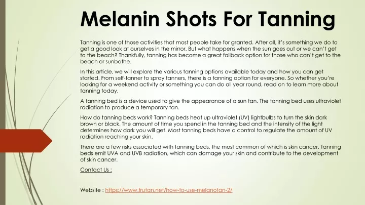 melanin shots for tanning