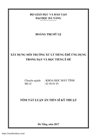 Xây dựng môi trường xử lý tiếng êđê ứng dụng trong dạy và học tiếng Ê Đê
