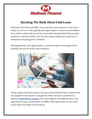 Bursting The Myth About Gold Loans