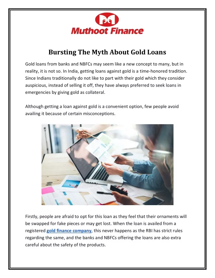 bursting the myth about gold loans