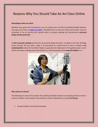 Reasons Why You Should Take An Art Class Online