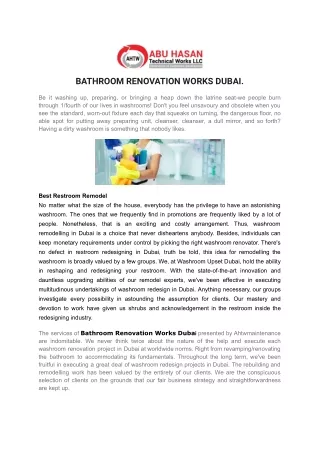 BATHROOM RENOVATION WORKS DUBAI