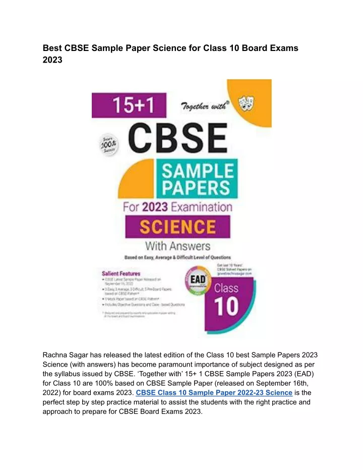 best cbse sample paper science for class 10 board