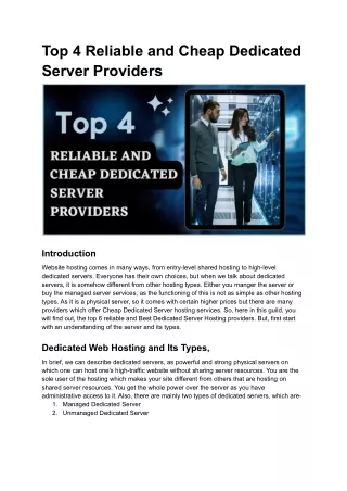 top 4 reliable and cheap dedicated server