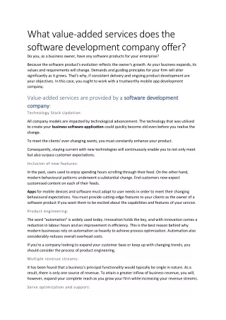 what value added services does the software