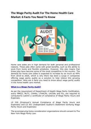 The Wage Parity Audit For The Home Health Care Market 6 Facts You Need To Know