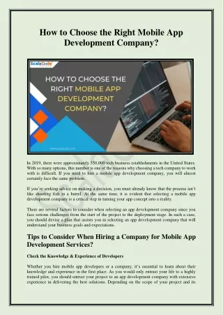 how to choose the right mobile app development