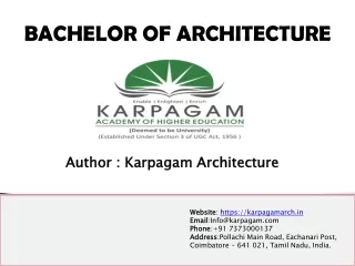 ABOUT BACHELOR OF ARCHITECTURE PROGRAM