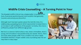 Midlife Crisis Counselling – A Turning Point In Your Life
