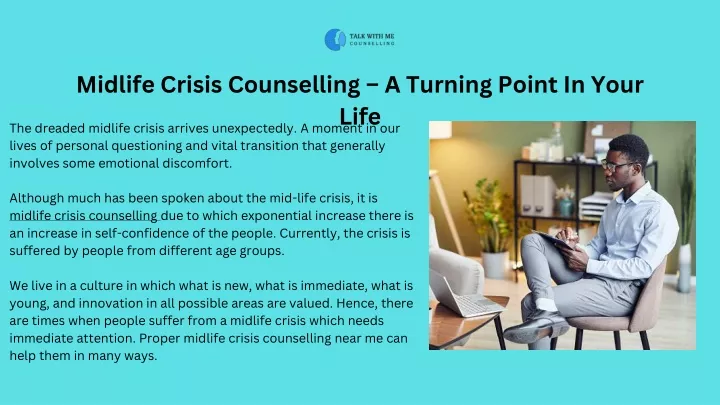 midlife crisis counselling a turning point