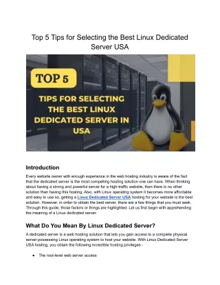 top 5 tips for selecting the best linux dedicated
