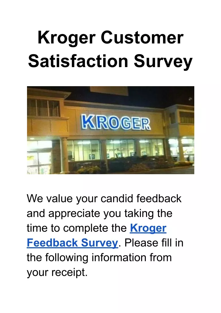 PPT - Kroger Feedback Survey PowerPoint Presentation, Free Download ...