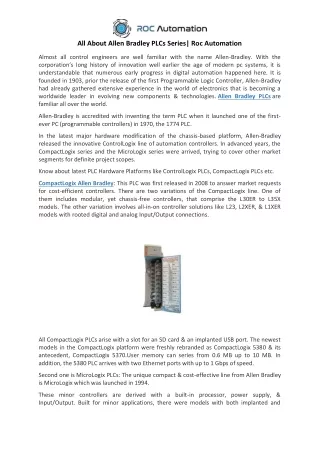 all about allen bradley plcs series roc automation