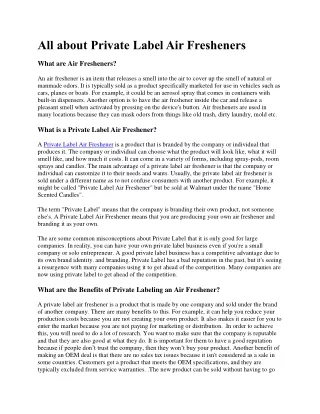 all about private label air fresheners