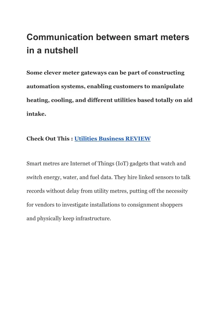 communication between smart meters in a nutshell