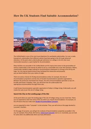 How Do UK Students Find Suitable Accommodation