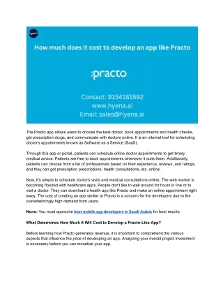 How much does it cost to develop an app like Practo