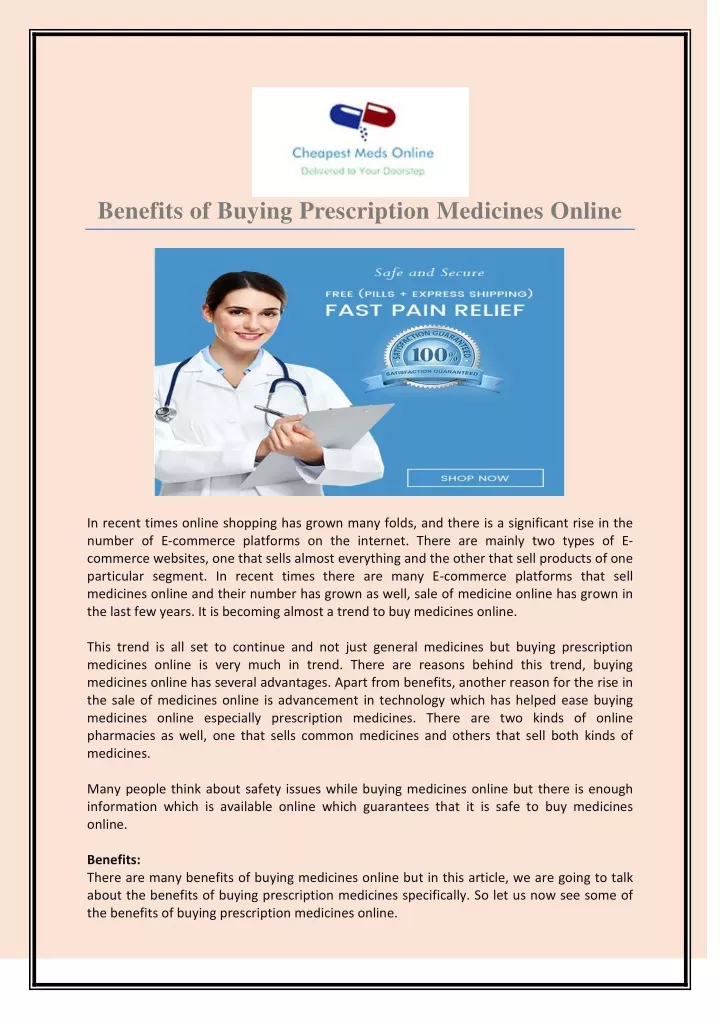 benefits of buying prescription medicines online