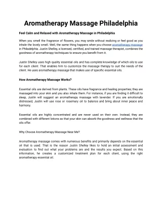 Aromatherapy Massage Philadelphia
