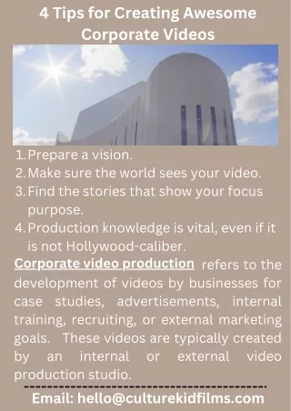 4 Tips for Creating Awesome Corporate Videos