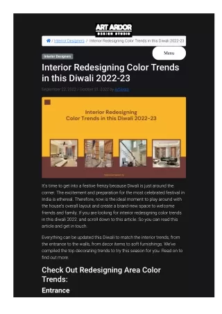 Interior Redesigning Color Trends in this Diwali 2022-23