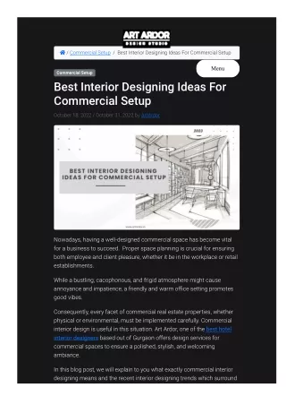 Best Interior Designing Ideas For Commercial Setup