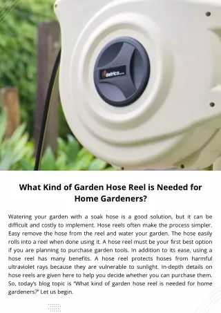 What Kind of Garden Hose Reel is Needed for Home Gardeners?