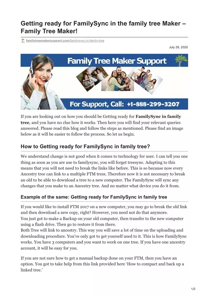 getting ready for familysync in the family tree
