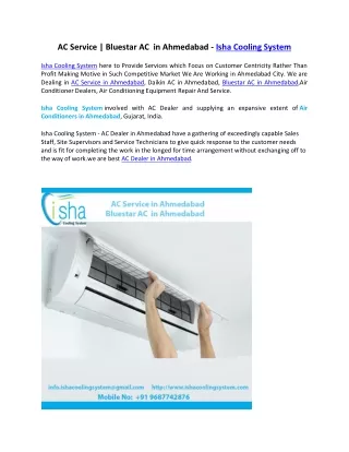 AC Service | Bluestar AC  in Ahmedabad - Isha Cooling System