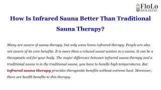 How Is Infrared Sauna Better Than Traditional Sauna Therapy?