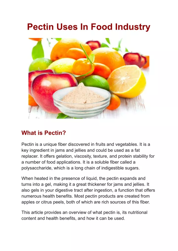 pectin uses in food industry