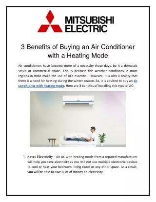 3 Benefits of Buying an Air Conditioner with a Heating Mode