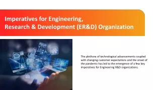 Imperatives for Engineering,  Research & Development (ER&D) Organization